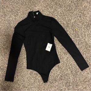 LPA Black Long Sleeve Backless Bodysuit